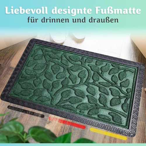 Image of Door Mat for Front Door - Indoor Outdoor Welcome Mat with Non-Slip Rubber Backing, Low Profile Dirt Trapper Doormat for Entryway, Porch - Heavy Duty, Easy to Clean, 40x60 cm