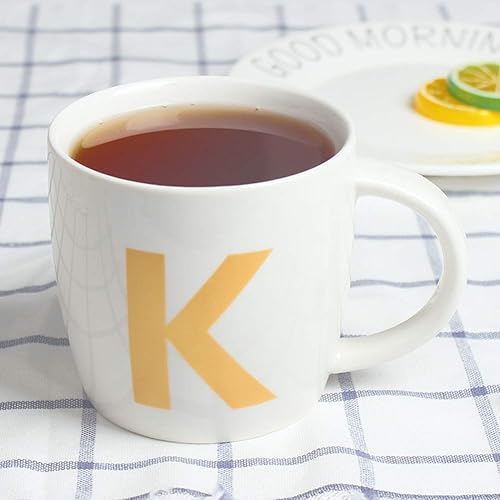 Miniatura 5 de ZaH Taza de café de 16 onzas, taza de cerámica del alfabeto ABC para mujeres, hombres, niños y niñas, decoración del hogar, taza inicial A-Z (A)
