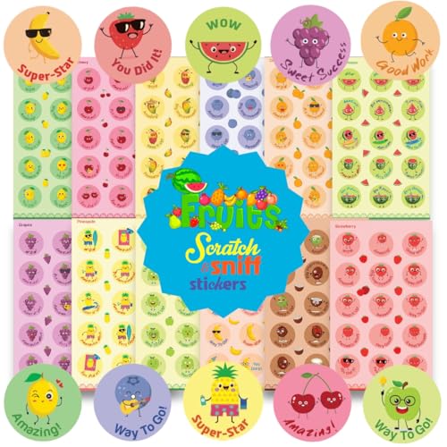 360PCS Scratch & Sniff Stickers for Kids Class 12 Fruit Scents