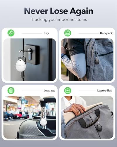Image of Air Tracker Tags-4 Pack for Apple Find My (iOS Only), Official MFi Certified, Smart Bluetooth Key Finder, Tracking Device for iPhone, Mini Finder Locator for Luggage, Backpack, Wallet, Bags, eBike