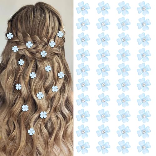 YISSION 40 Piezas Mini Clips de Cabello Flor Azul miniatura 1
