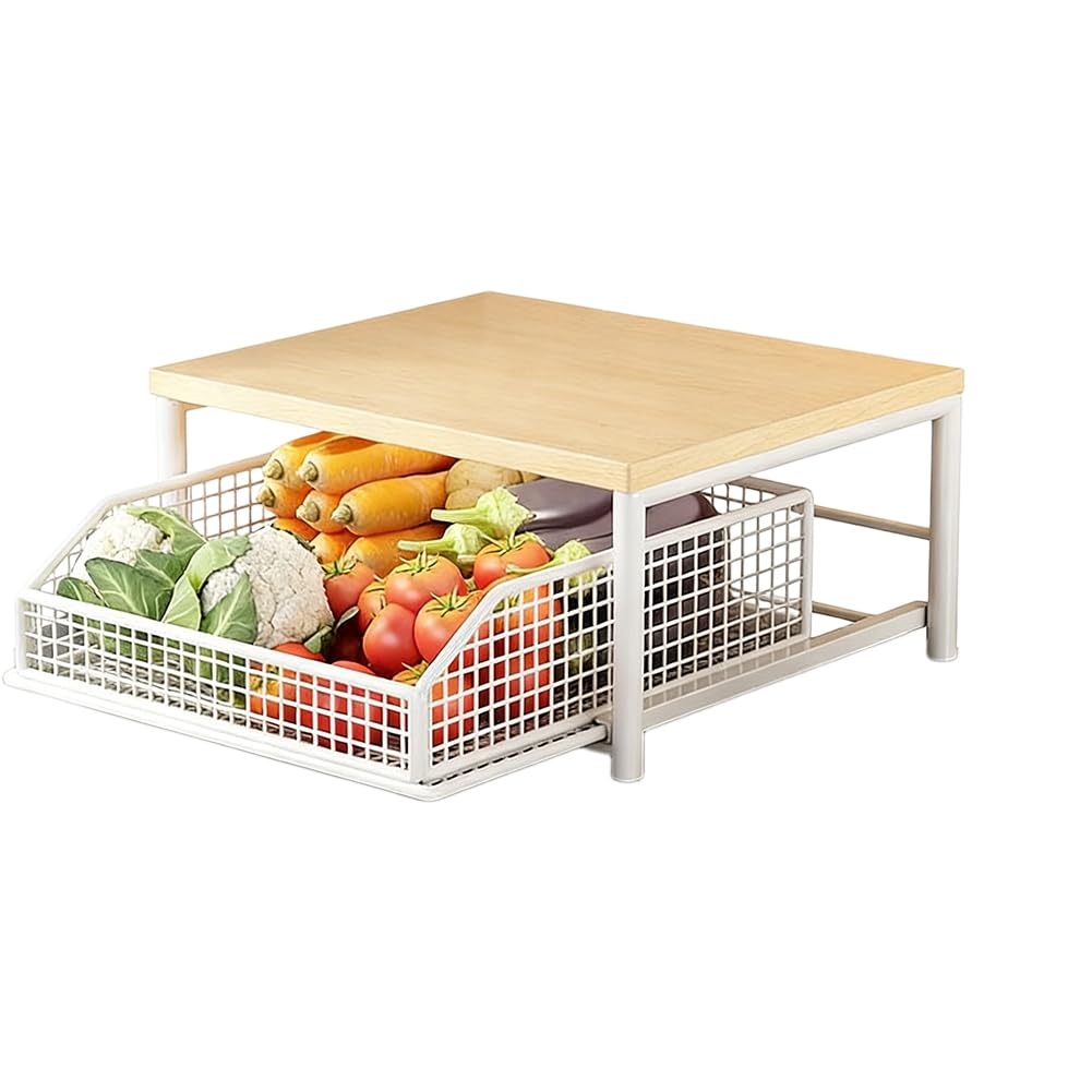 UDSKNV[KSL Kitchen Countertop Organizer - Multi-Functional Rack for Microwave, Spices, Coffee Maker and Printer White