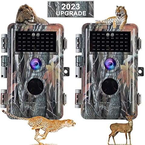 BlazeVideo 2er Wildkamera 24MP 1296P Wildtier Kamera Nachtsicht Kamera Cover