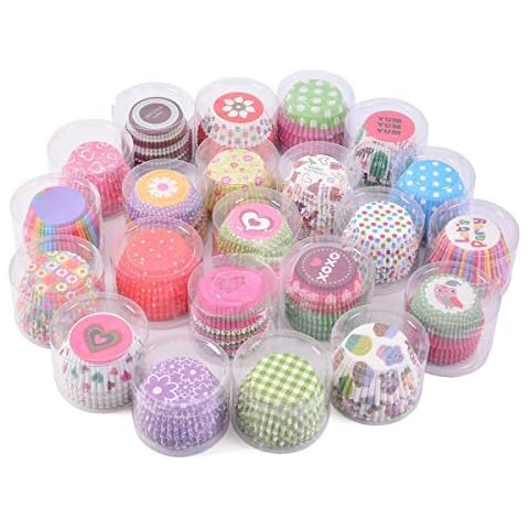 Gabkey 100 Packs Random Colorful Premium Greaseproof Cupcake Liners Needed Cupcakes Cover