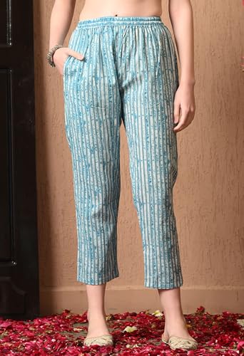 Image of Amazon Brand - Tavasya Womens Floral Printed Regular Pure Cotton Kurta with Trousers & Dupatta | Kurta Set | Salwar Suit | Ethnic Wear