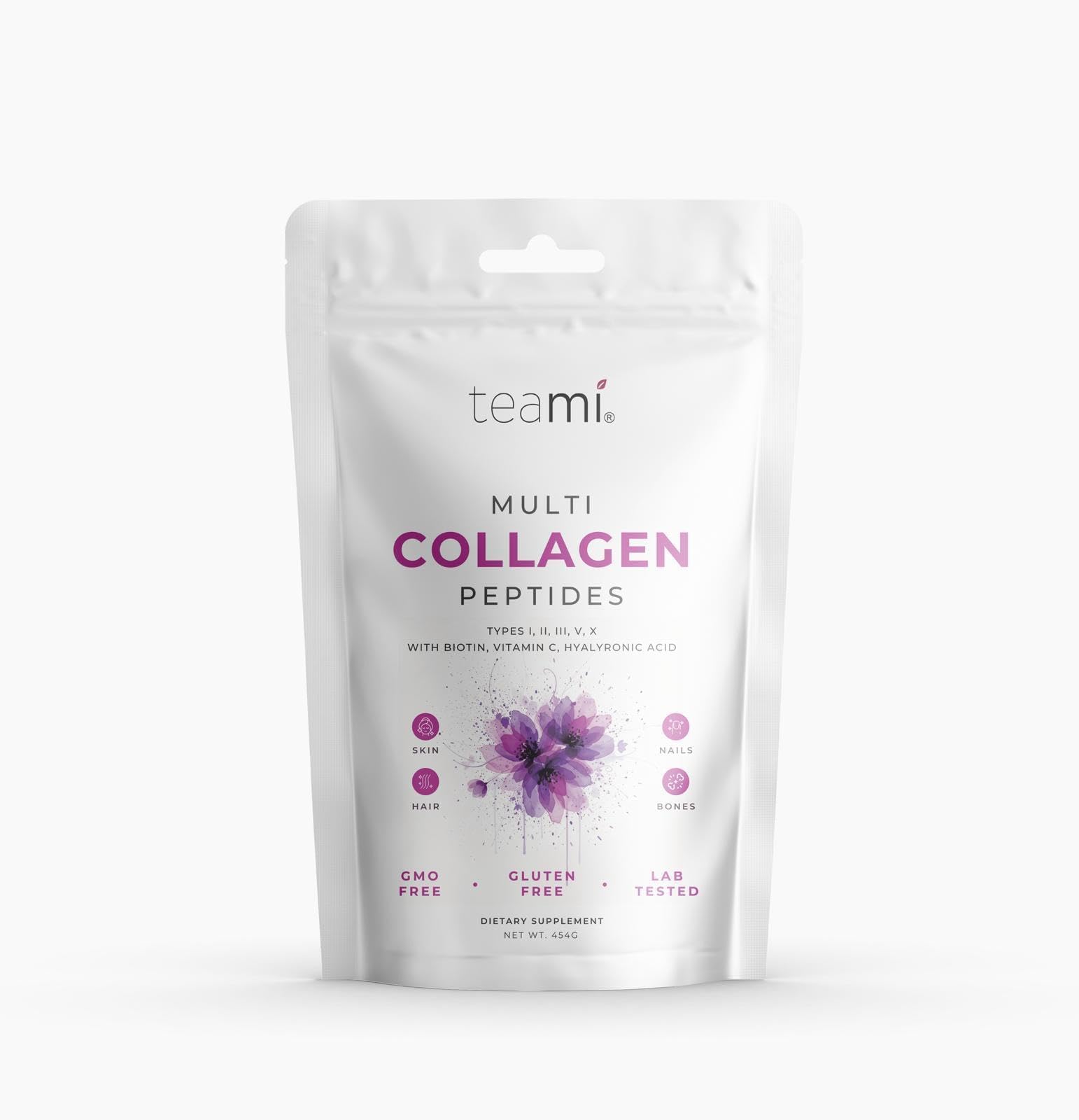Teami Marine Collagen Powder for Women & Men | Butterfly colageno hidrolizado for Women & Men | Multi Collagen Peptides Powder for Skin, Hair, Nail & Joint Support Delicious Taste | 10g per Serving