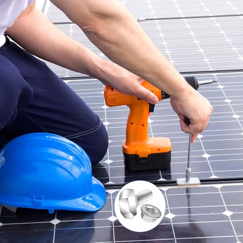 Hammerkopfschrauben M6 x16, 20 Stück Stockschrauben, Edelstahl Flanschmuttern, Hammerkopfschraube mit Sperrzahnmuttern für PV Solar Montageschienen Gewächshaus Photovoltaik