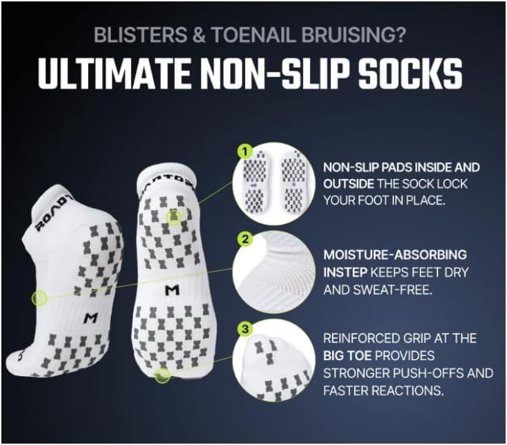 Road to Pro Official Mid-Crew Sock APP Tour Non-Slip Grip 1 Pair Tennis Pickleball Soccer image 3