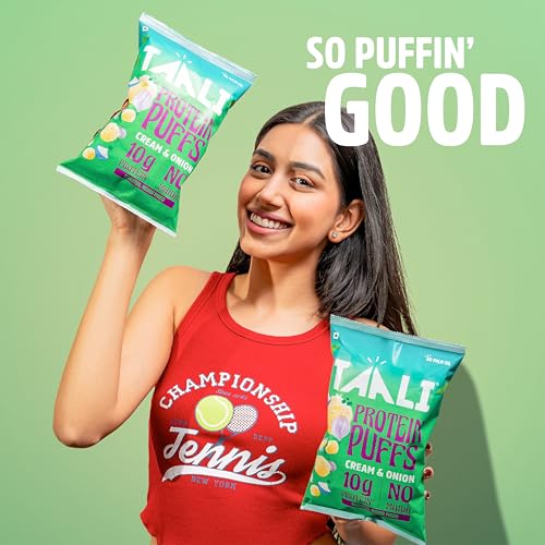Image of Taali Protein Puffs - Cream & Onion |Tasty Healthy |Gluten Free with 100% Plant Protein, 100% Vegetarian | No Trans Fat, No Cholesterol, Roasted Not Fried 60gms
