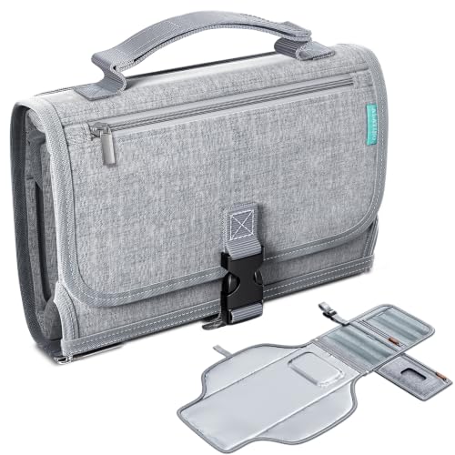 Alatino Portable Diaper Changing Pad, Wipe Clean, 24x22,Austere Grey