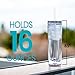 STRATA CUPS 12 Clear Skinny Tumblers with Lids and Straws | 16oz Reusable Cup Double-Wall Clear Tumbler with Lid and Straw, Durable Acrylic Tumblers With FREE Straw Cleaner & Name Tags