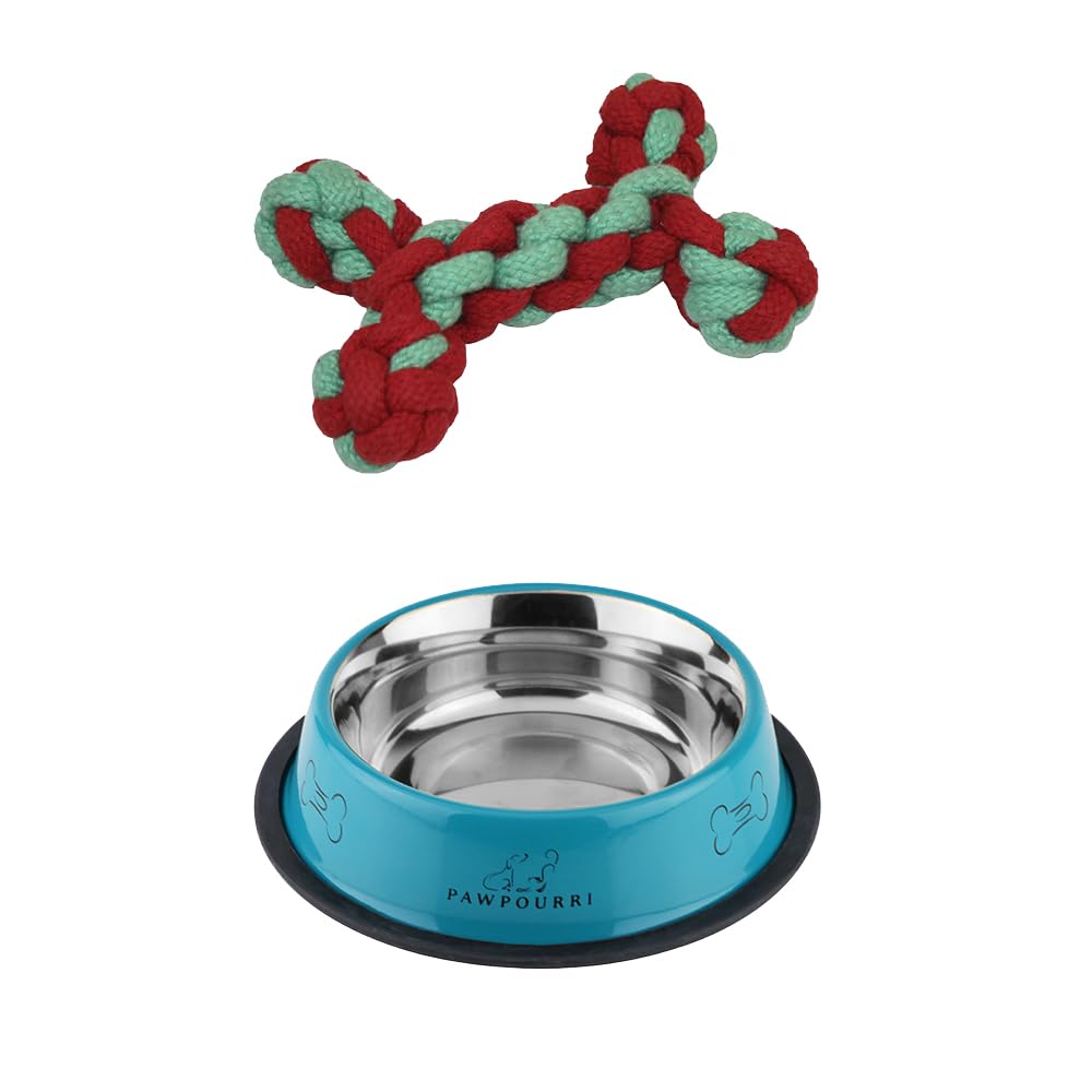 PAWPOURRI Anti-Skid Bowl, Stainless Steel Bowl, Washable Bowl Stainless Steel Pet Bowl (700ml Blue Bowl & Toy) (B0D9K84R8G) Amazon Price History, Amazon Price Tracker