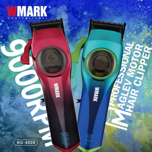 Image of WMARK NG-9009 Ultra Premium Professional 10000 Rpm Magnetic Maglev Motor Zero Gapped Hair Clipper High Precision Fade Blade With DLC Process 4 Guide Comb Taper Lever 120 min 2500 mAh Battery, Model 10