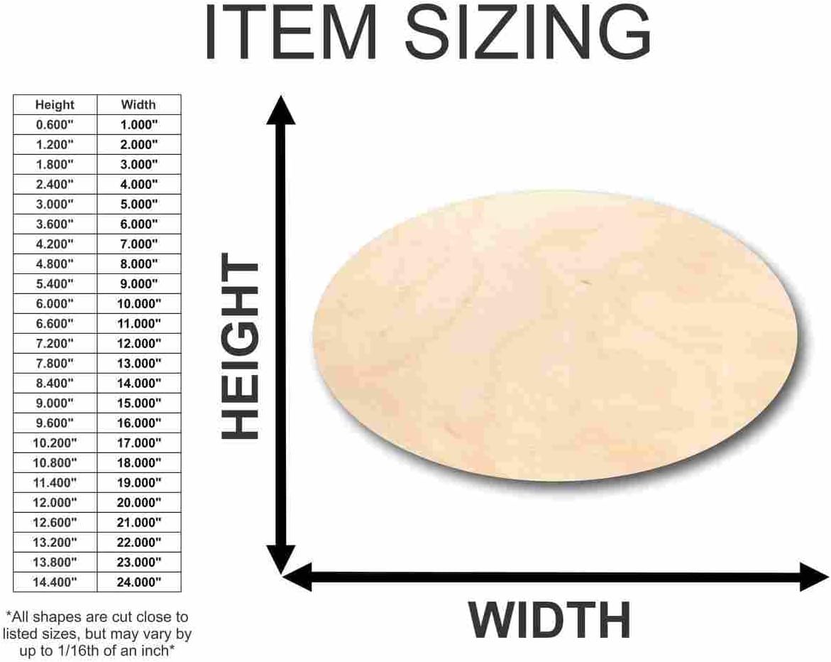 Unfinished Wood Oval Shape Craft up to 46" DIY 16" / 1"