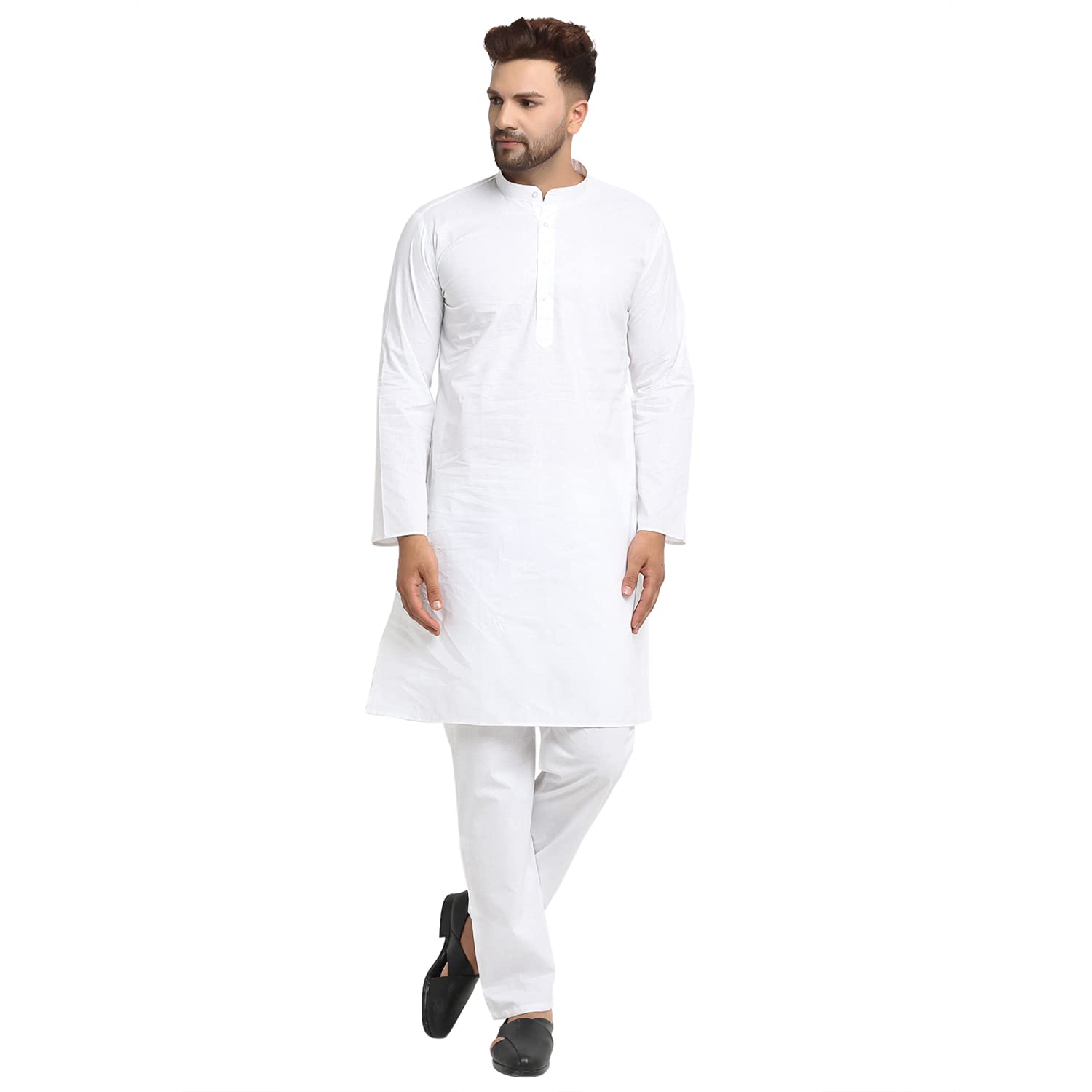 Pure Cotton Kurta Pajama Set for Men's White-image-46