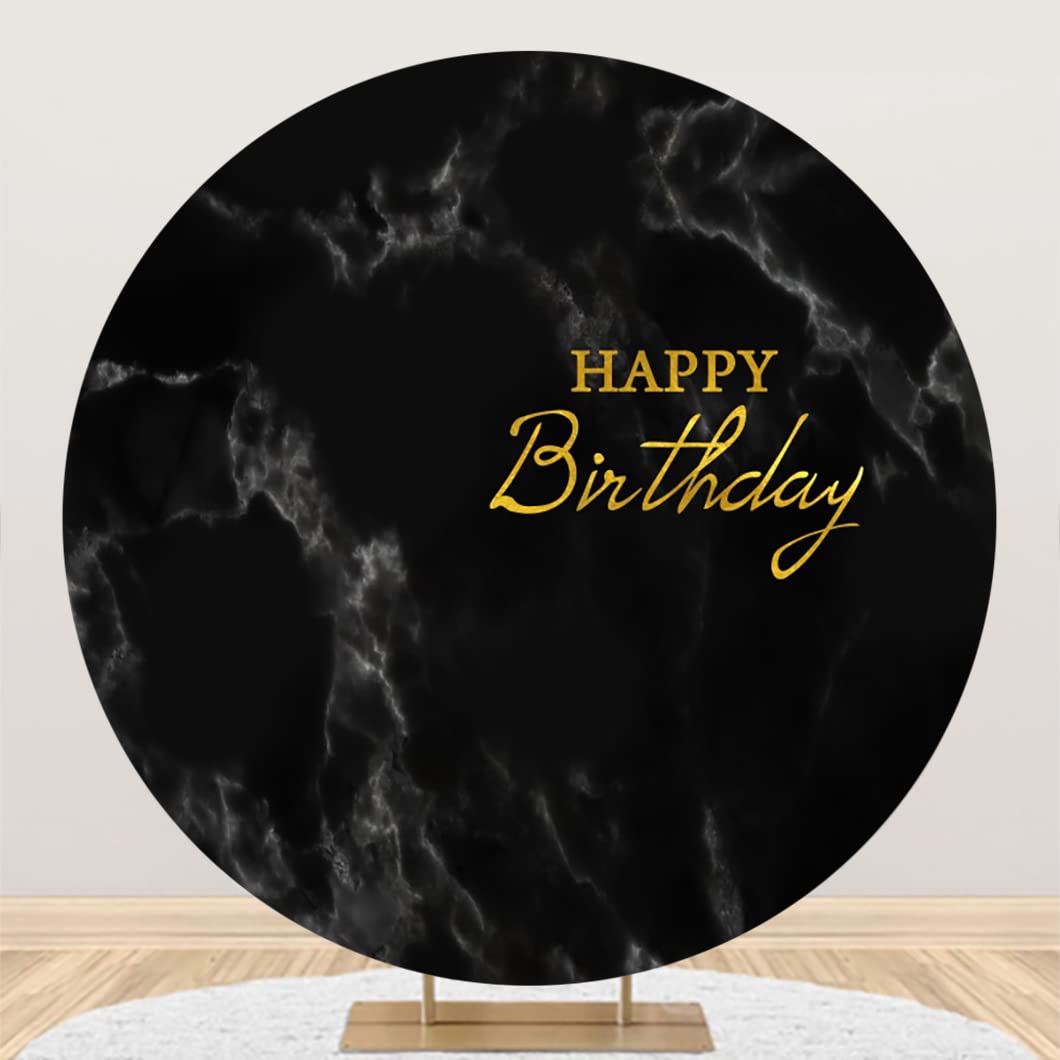 Aoihrraan 220cm Durchmesser Alles Gute Zum Geburtstag Rund Fotografie Hintergrund Dunkelschwarz Abstrakt Einfarbiger Hintergrund Kindergeburtstag Party Dekor Baby Erwachsene Porträt Studio Requisiten