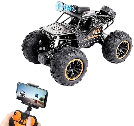 RC Car Remote Control Car with 720P HD FPV Camera, 1/18 Scale Off-Road Remote Control Truck Gravity Sensor Rc Truck, High Speed Monster Trucks for Kids (Black- RC Camera car)-image-22