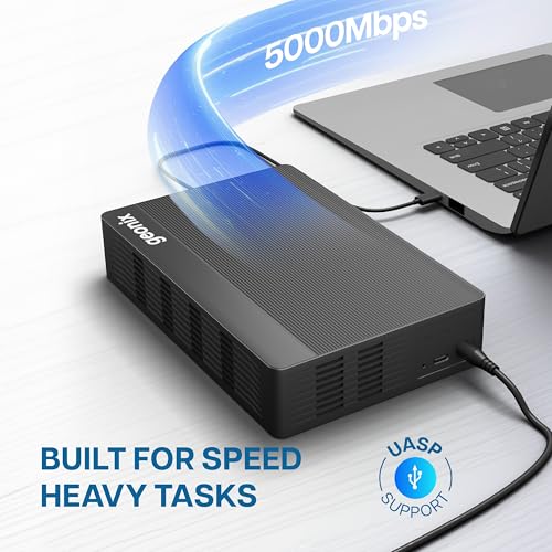 Image of Geonix PowerShell S7 4TB External Hard Drive 3.5 inch USB 3.1 SATA HDD with 12V External Power Adapter, Up to 5Gbps UASP, Shockproof, PC /Mac /Laptop /Xbox Compatible, 3-Year Warranty (Black)