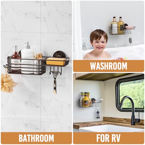 Image of LEVERLOC Shower Caddy Suction Cup, Heavy Duty Bathroom Organizer for Shower
