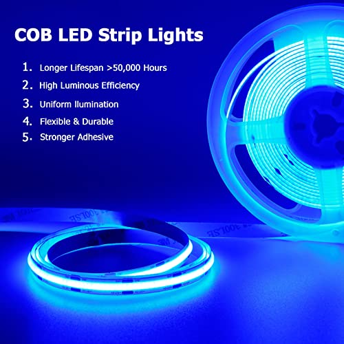 Tira LED Azul TOPAI 24V COB 16.4ft IP65 Impermeable miniatura 3