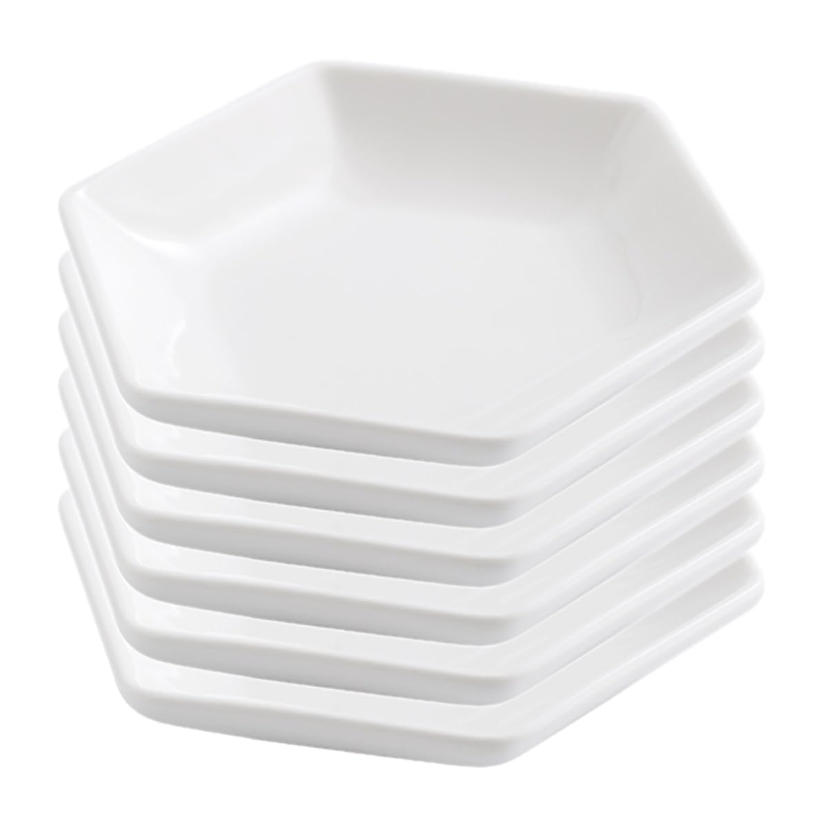 Sizikato 6 Pcs White Porcelain Dessert Plates, 6 Inch Snack Plates Appetizer Plates