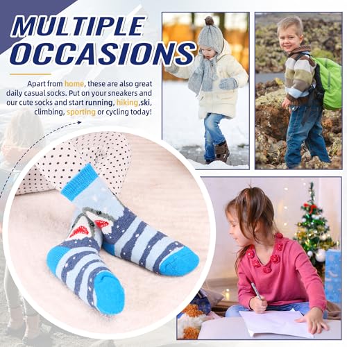 Image of Eocom Kids Wool Socks For Boys Girls Warm Hiking Thermal Winter Cozy Soft Thick Toddlers Crew Boot Socks 6 Pairs