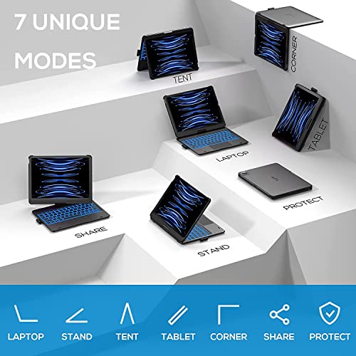 Image of typecase Touch Keyboard for iPad Air 11 (M4 /M3 /M2, 2026 /2025 /2024),Air 5th /4th & Pro 11(4th /3rd /2nd /1st) Trackpad,11-Color Backlit,360Rotatable, Pencil Holder (Not for A16 /10th /Pro 11-M5 /M4)-Black'26