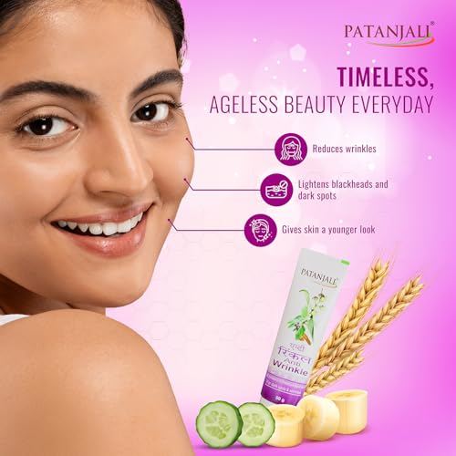 Image of Patanjali Anti Wrinkle Cream, Natural Herbal Cream for Smoother and Nourished Skin pack of 2 50g each