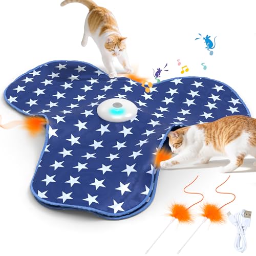 Interaktives Katzenspielzeug, Berührungsaktiviertes Spielzeug Für Kätzchen, Versteckte Feder, Realistische Maus-Quietschgeräusche, Perfektes Indoor-Spielzeug Für Gelangweilte Erwachsene Katzen