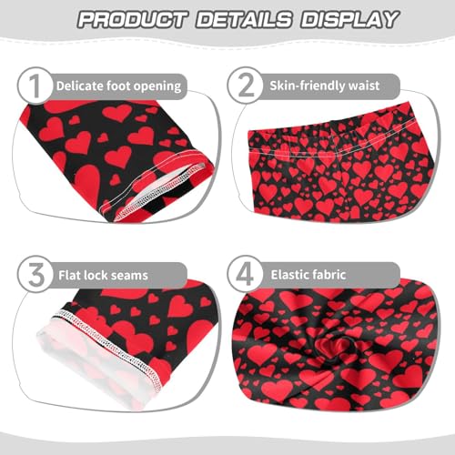 Red Hearts Black Girl's Leggings for Kids Toddler Girls Sweatpants Legging Pants Ballet Tights 4T3