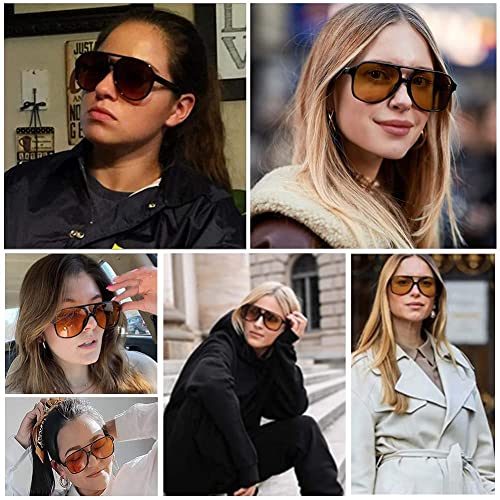 Image of LASPOR Polarized Aviator Sunglasses for Women Men 70s Vintage Retro Glasses Large Frame Plastic Shades UV400