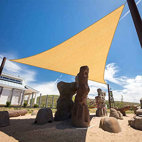 HOMA 6' x 10' x 12' Sand Sun Shade Sail Triangle Canopy, 95% UV Blockage Awning Shelter Fabric Cloth Screen for Patio Outdoor Backyard - Heavy Duty Commercial Grade (Custom Size - Made in USA)