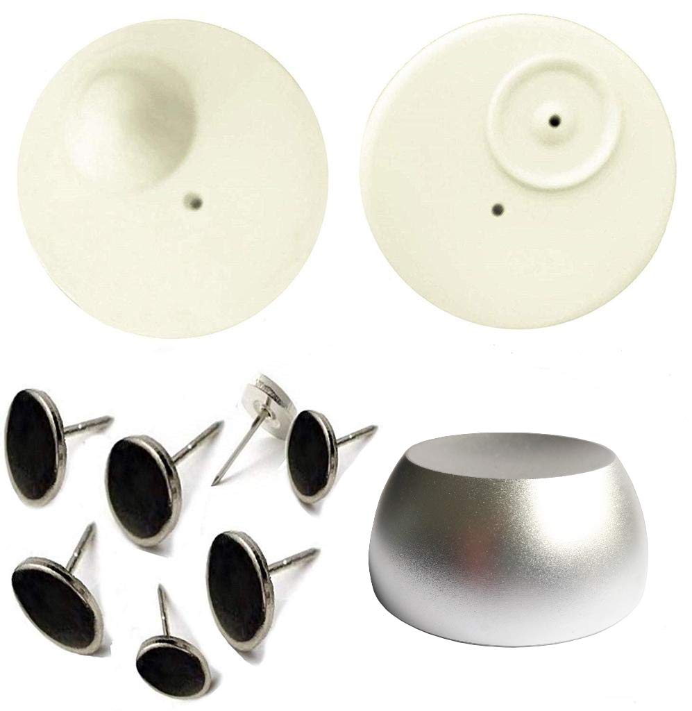 O&W Security Sicherungsetiketten Dummy Set – 250x Etiketten (grau, rechteckig) + 1 Löser/Entferner, ohne Funktion, zur Diebstahlabschreckung im Einzelhandel