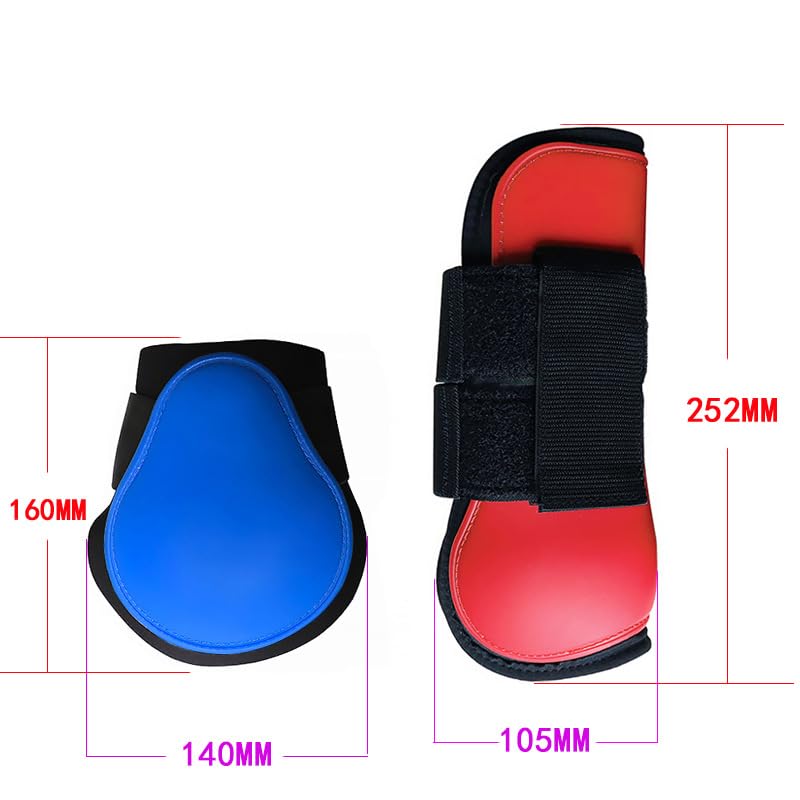Set di 4 Ghette per Cavalli Anteriori, Posteriori e Chiusura, per Uomo e Donna, in Poliuretano, robuste, Elastiche, Tendon Boots Classic (L, Blu)