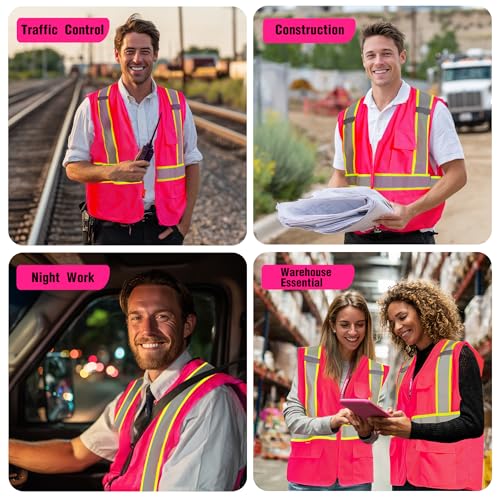 Image of ProtectX High Visibility ANSI Class 2 Safety Vest with 4 Pockets