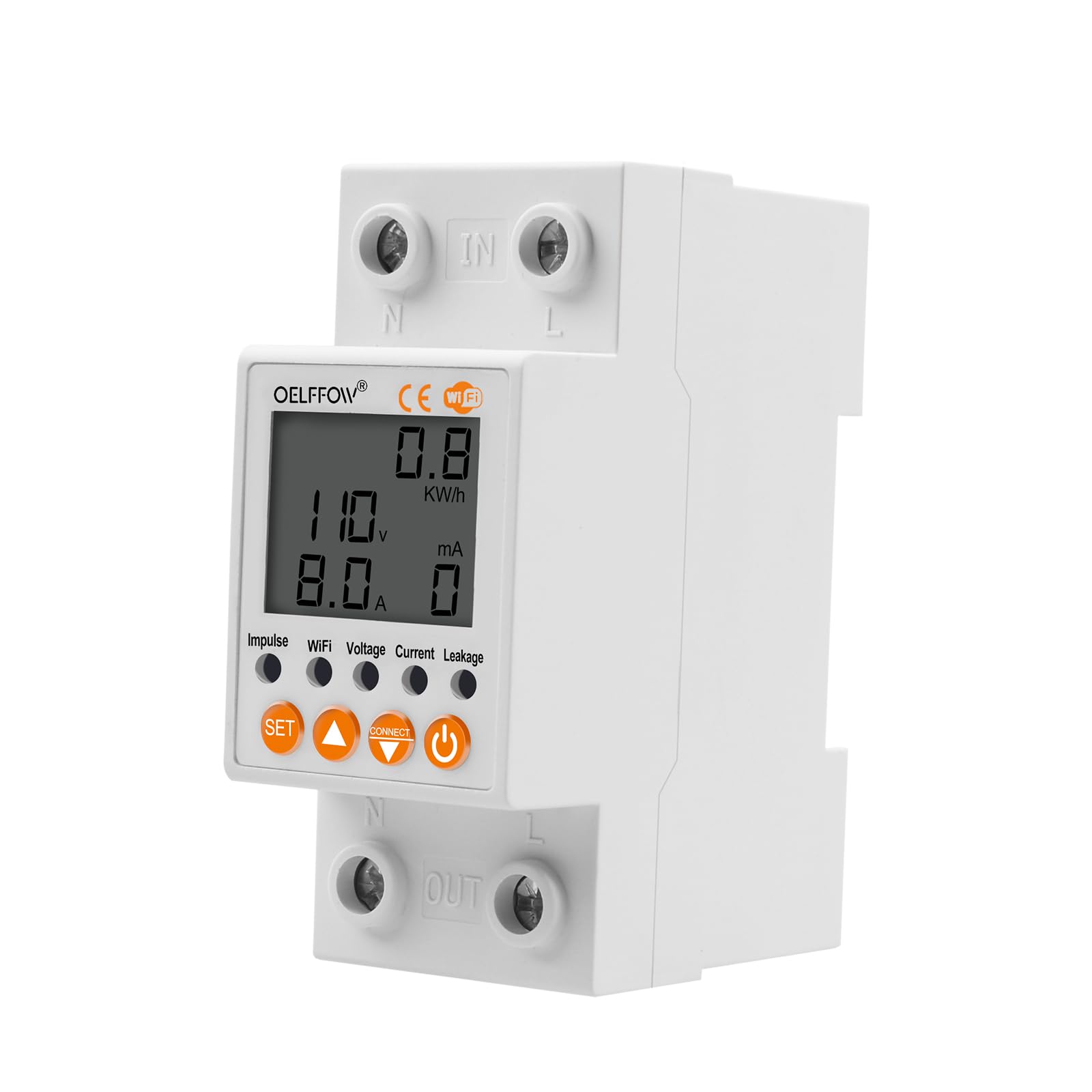 OELFFOW WiFi Circuit Breaker Smart Miniature Circuit Breaker - Single Phase AC85-300V 63A, Din Rail Mount, for Leakage, Over/Under Voltage and Over