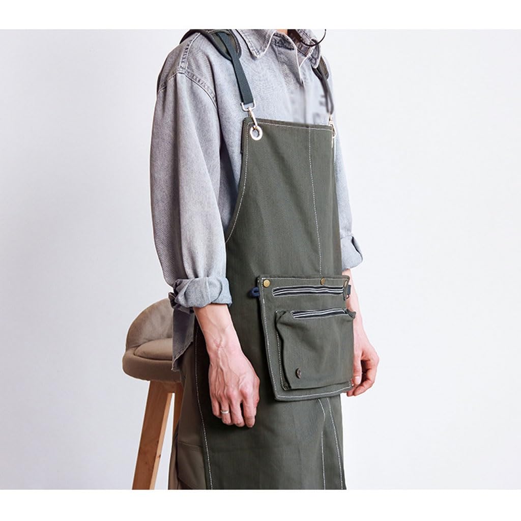 TEESONG Delantal de Chef Delantal Desmontable Barista Tienda de té con Leche Peluquero manicura Ropa de Trabajo Vaquera for Hombres y Mujeres Delantales para Hombres(A)