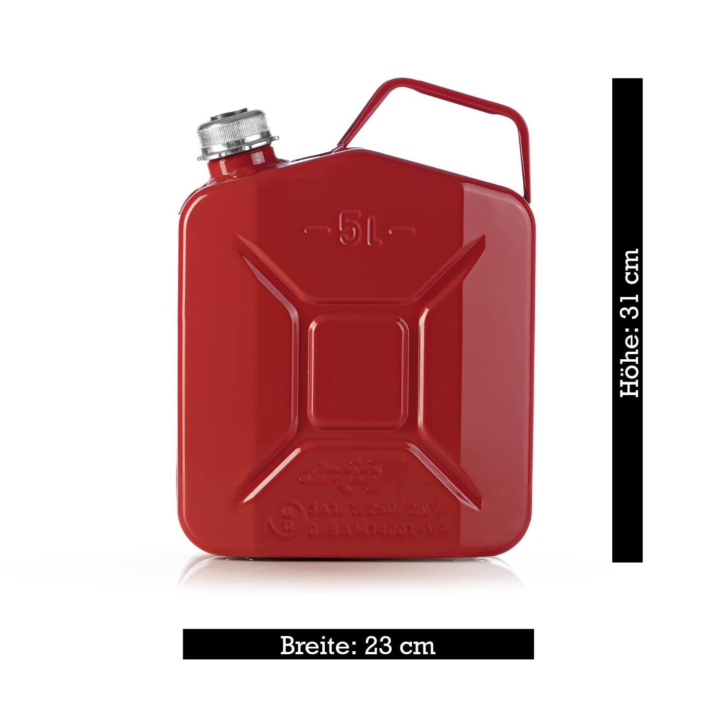 Oxid7 Bidon de carburant de 5 litres en métal avec bouchon à vis | Convient pour l'essence, le diesel et le bioéthanol | Bidon d'essence de 5 l avec homologation ONU & type testé