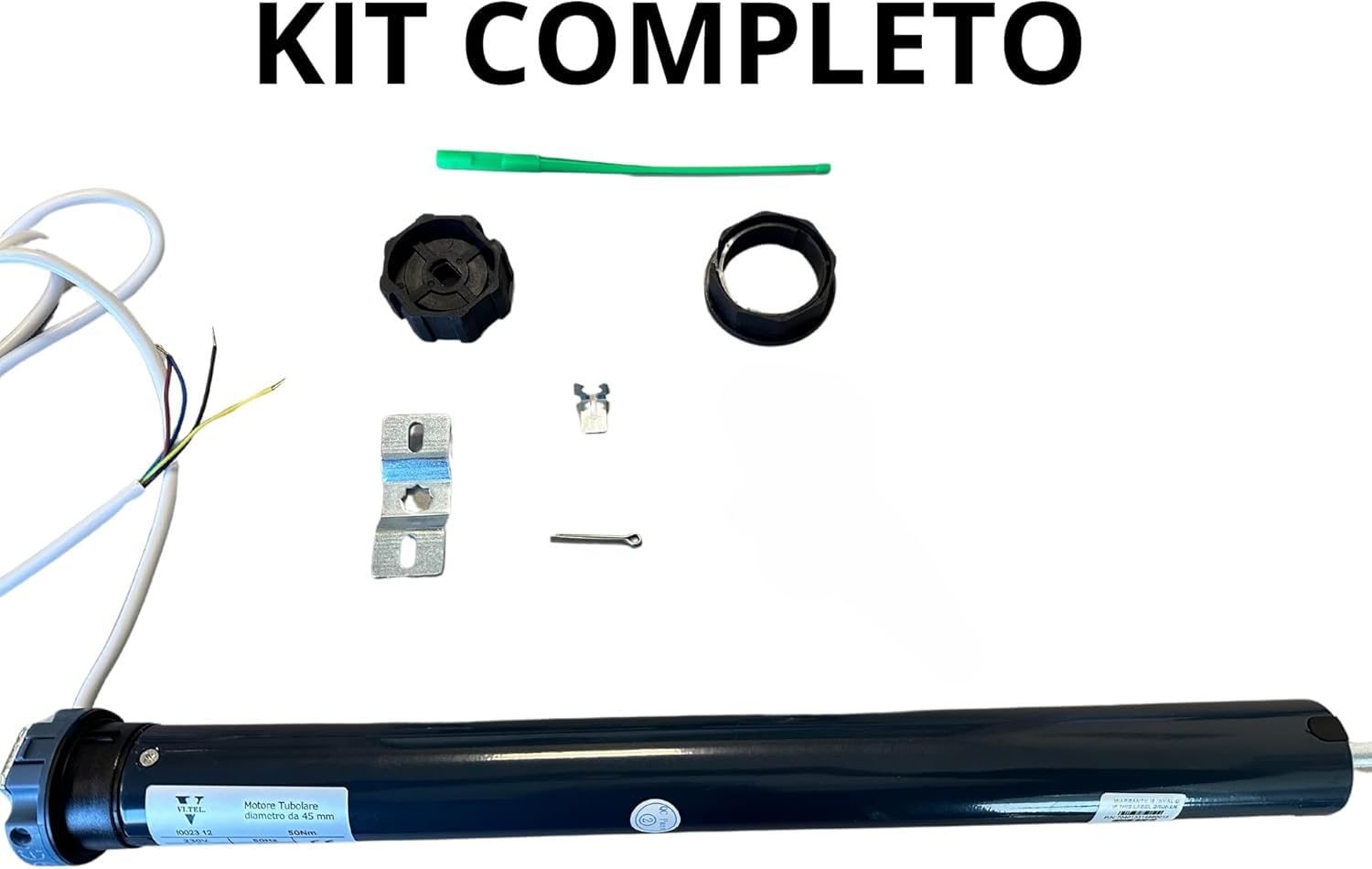 VI.TEL. Motore per tapparelle elettriche avvolgibili da 50 Nm - 100 Kg con STAFFA DI SUPPORTO ED ACCESSORI INCLUSI. Automazione avvolgimento tapparella