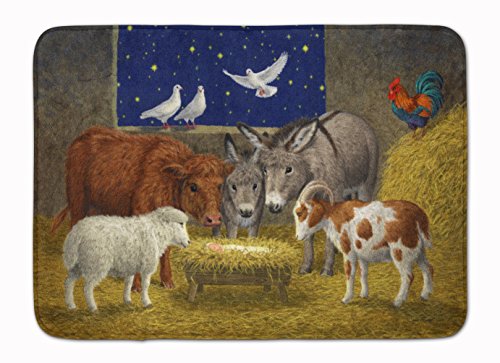 Caroline's Treasures ASA2205RUG Animals at Crib Nativity Christmas Scene Machine Washable Memory Foam Mat, Bathroom Rug, Non-Slip Bath Mat, Durable Thick Washable Rugs for Kitchen, Bathroom Quick Dry,