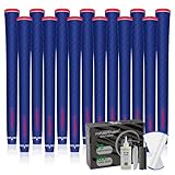 KINGRASP マルチコンパウンドゴルフグリップ グリップ13点セット ソフトラバーゴルフクラブグリップ 滑り止め エコロジカルコットン糸糸糸テクノロジー ミッドサイズ標準サイズ 6色オプション (ダークブルー、Mdisize)