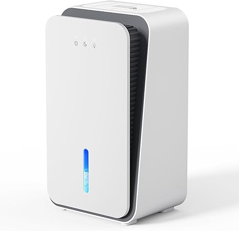 Dehumidifier for Home, 1000 sq.ft Dehumidifier with Auto Shut Off, 7-Color LED Light Built-in Aromatherapy Diffuser, Ultra-Quiet Dehumidifiers for Bedroom, Bathroom, Basement (Pale White)
