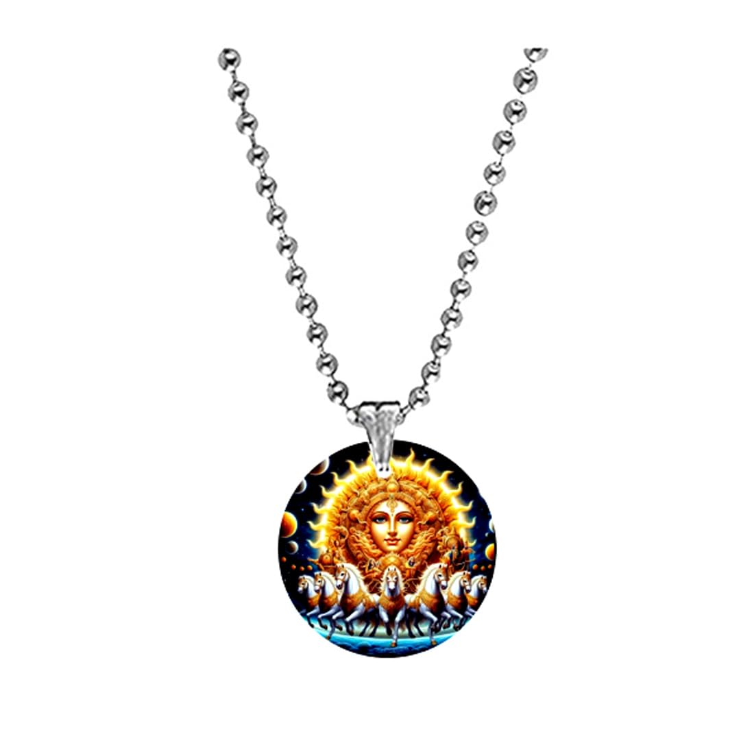 abhiora fashion Lord Surya Dev in Chariot Bead Chain Acrylic Religious Pendant for Men and Women Spiritual Divine Sun God Jewelry Gift-picture-41