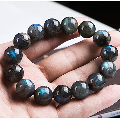 Muko Gemstone 14Mm Natural Labradorite Colorful Light Crystal Round Beads Women Men Bracelet Jewelry Aaaa #TOP4