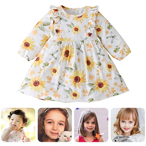 KESYOO Vestido de Girassol Feminino Vestido Floral de Manga Comprida Vestido de BebÃª Feminino Flor