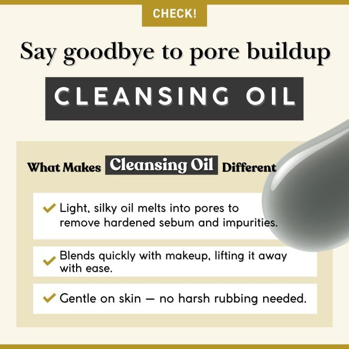 FANCL Mild Cleansing Oil Black & Smooth, Japanese Facial Cleansing Oil, Makeup Remover, Oil Cleanser, Charcoal Formula, 100% Preservative Free, Clean Skincare for Oily Skin - Image 5