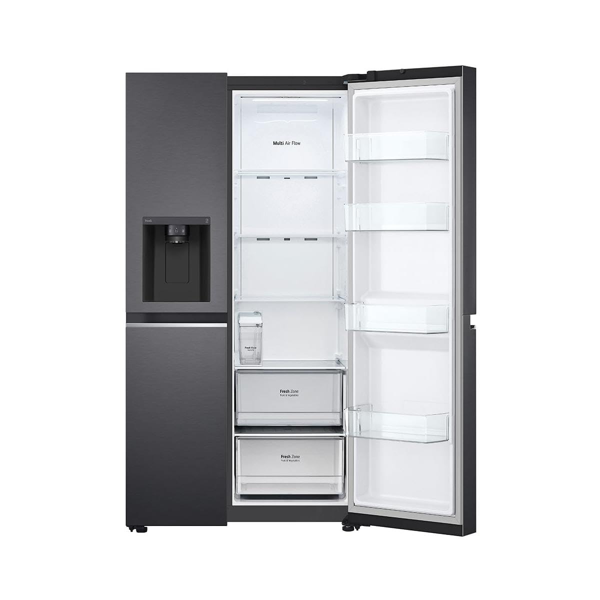 LG GSLV71MCTD Frigorifero Americano Side-by-Side, Classe D, Frigorifero No Frost, 635L, Wi-Fi, Tecnologia Door & Linear Cooling, Dispenser acqua e ghiaccio senza allaccio, Smart Diagnosis, Nero