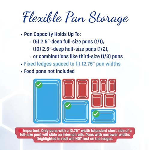 Carlisle FoodService Products Insulated Food Pan Carrier and Warmer, Front-Loading with Handles, Holds 5 Full or 10 Half 2.5" Pans (Sold Separately) with Rugged PE Shell and PU Insulation, Black