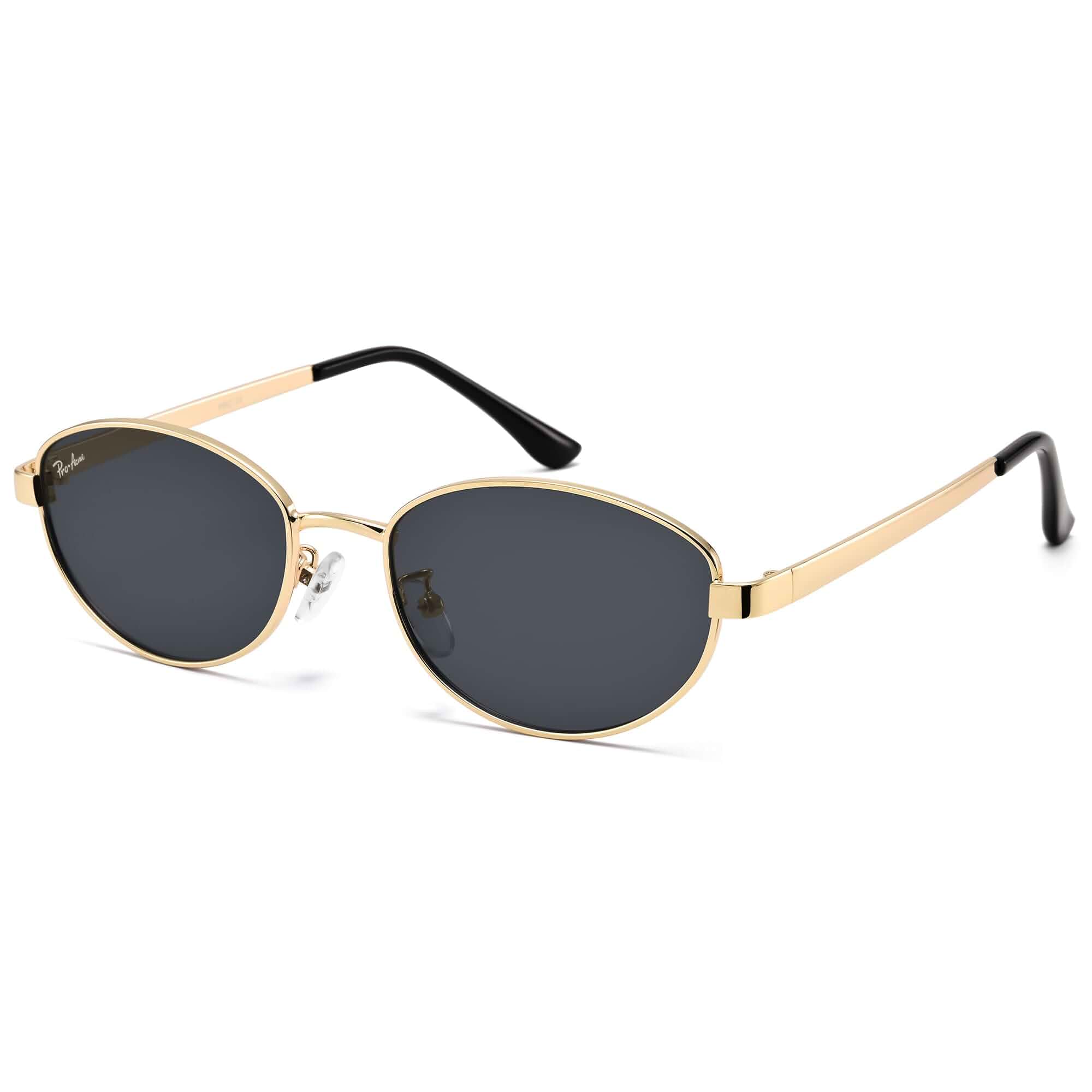Pro Acme Retro Oval Sunglasses for Women, Polarized Fashion Shades 90s Vintage & 2000s Y2K Inspired Eyewear with Metal Frame, TAC 1.1 Polarized UV400 Lenses for Daily Wear