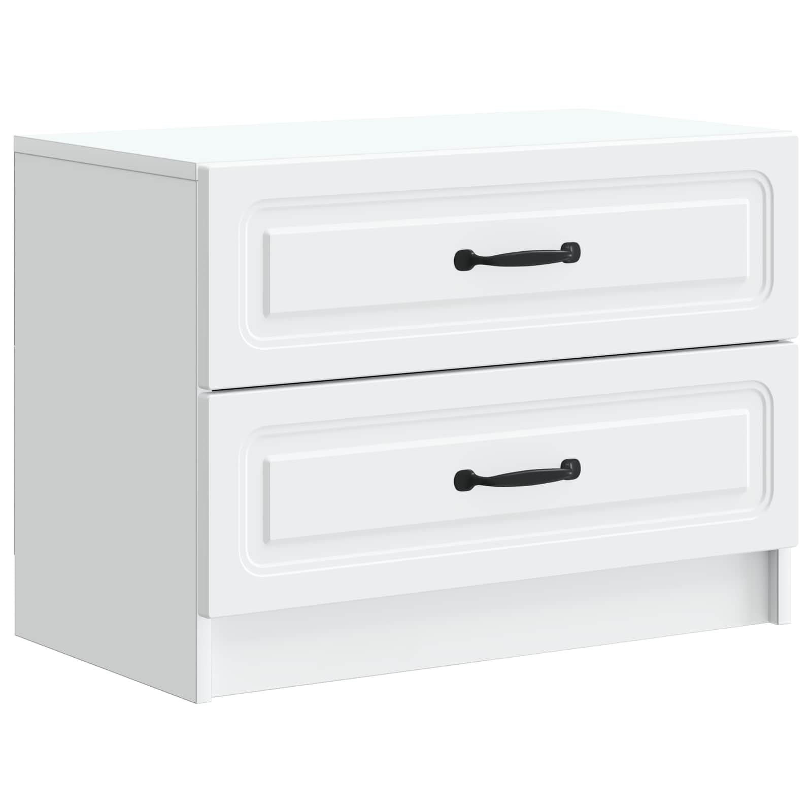 Table de chevet blanc 2 tiroirs petit meuble de chambre chic en bois d'ingénierie 62cm